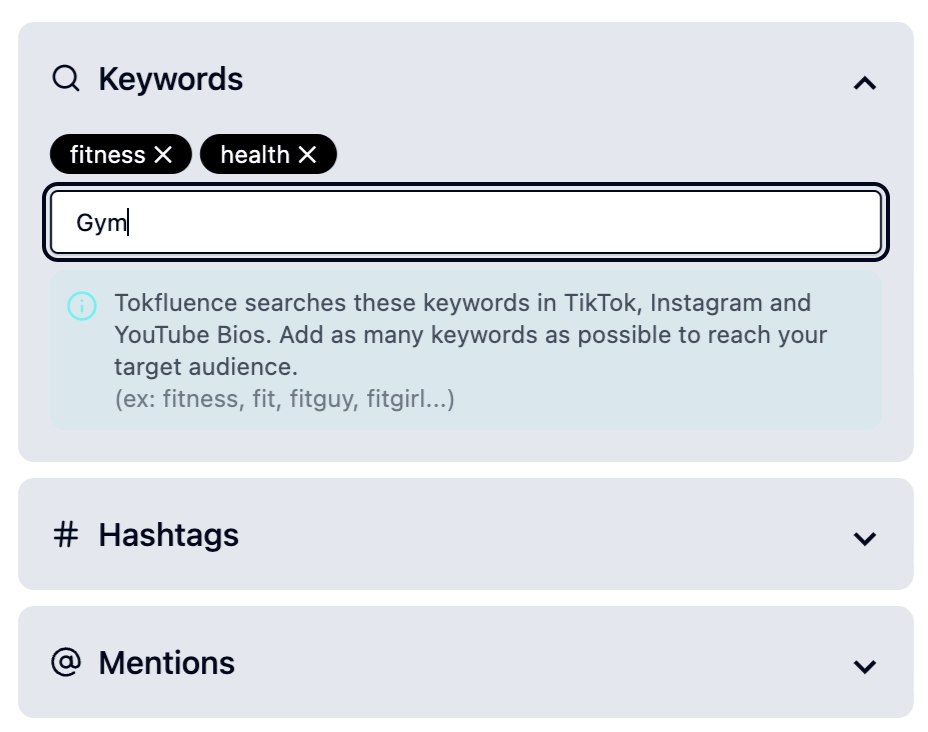 Tokfluence influencer search — browse and filter TikTok creators